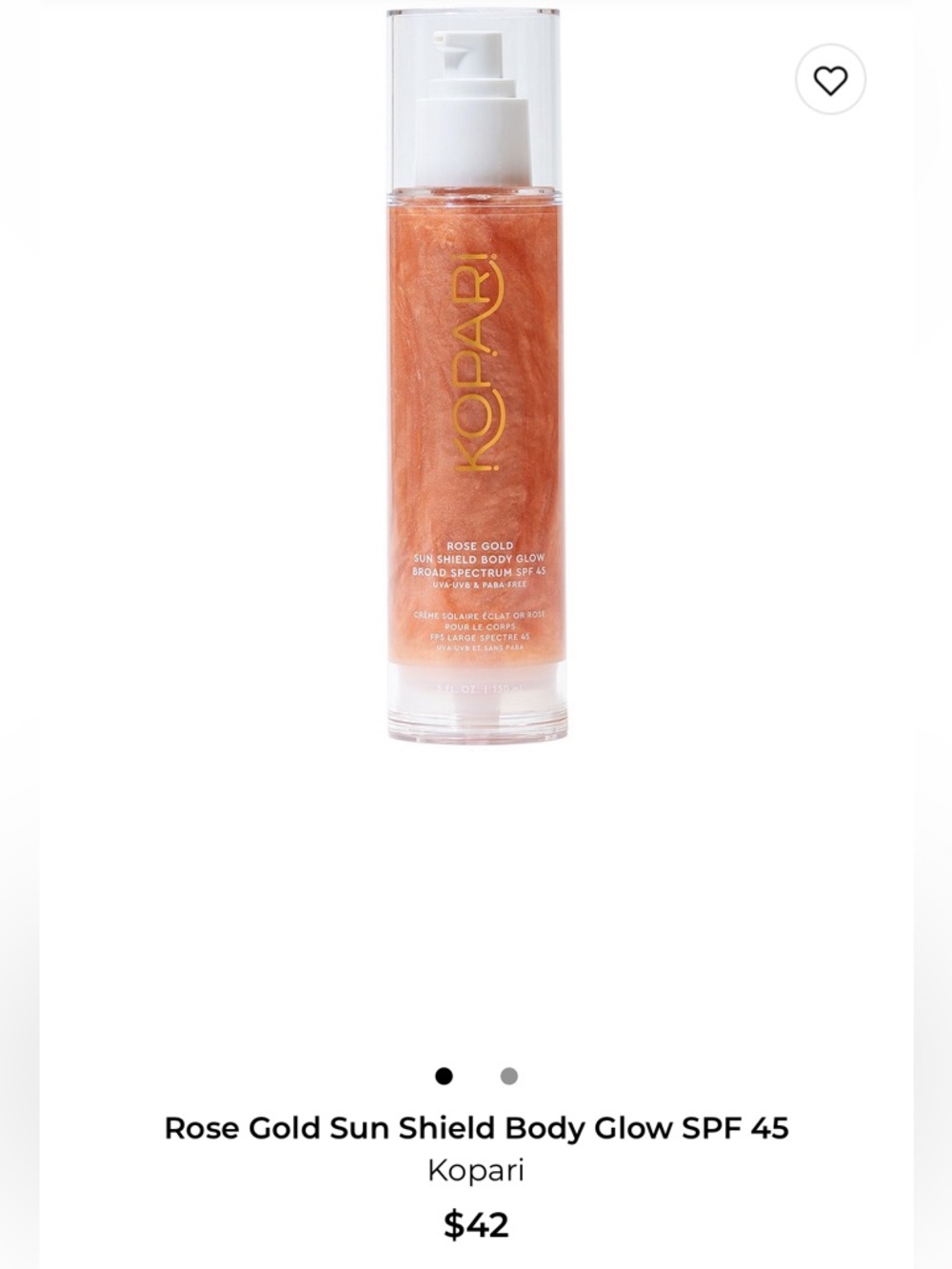 KOOARI ROSE GOLD SUN SHIELD BODY GLOW SPF 45